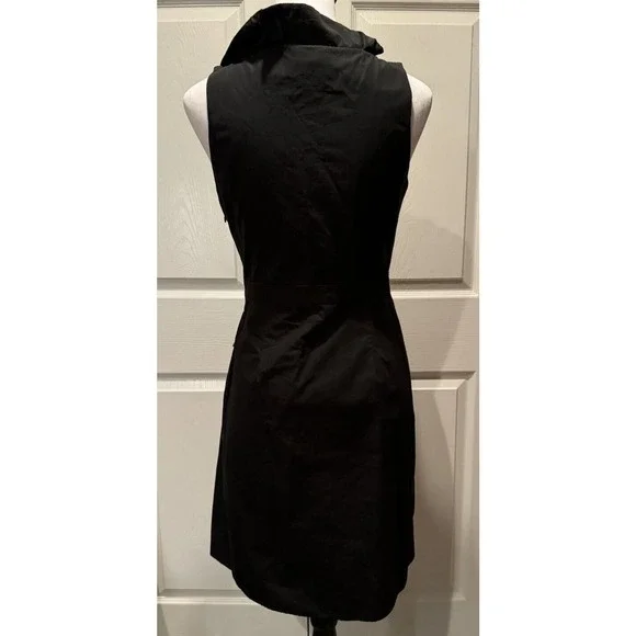 J.CREW Women’s 2 Black Ruffle Criss Cross Front Cotton Dress Black Classic Zip - Picture 3 of 7